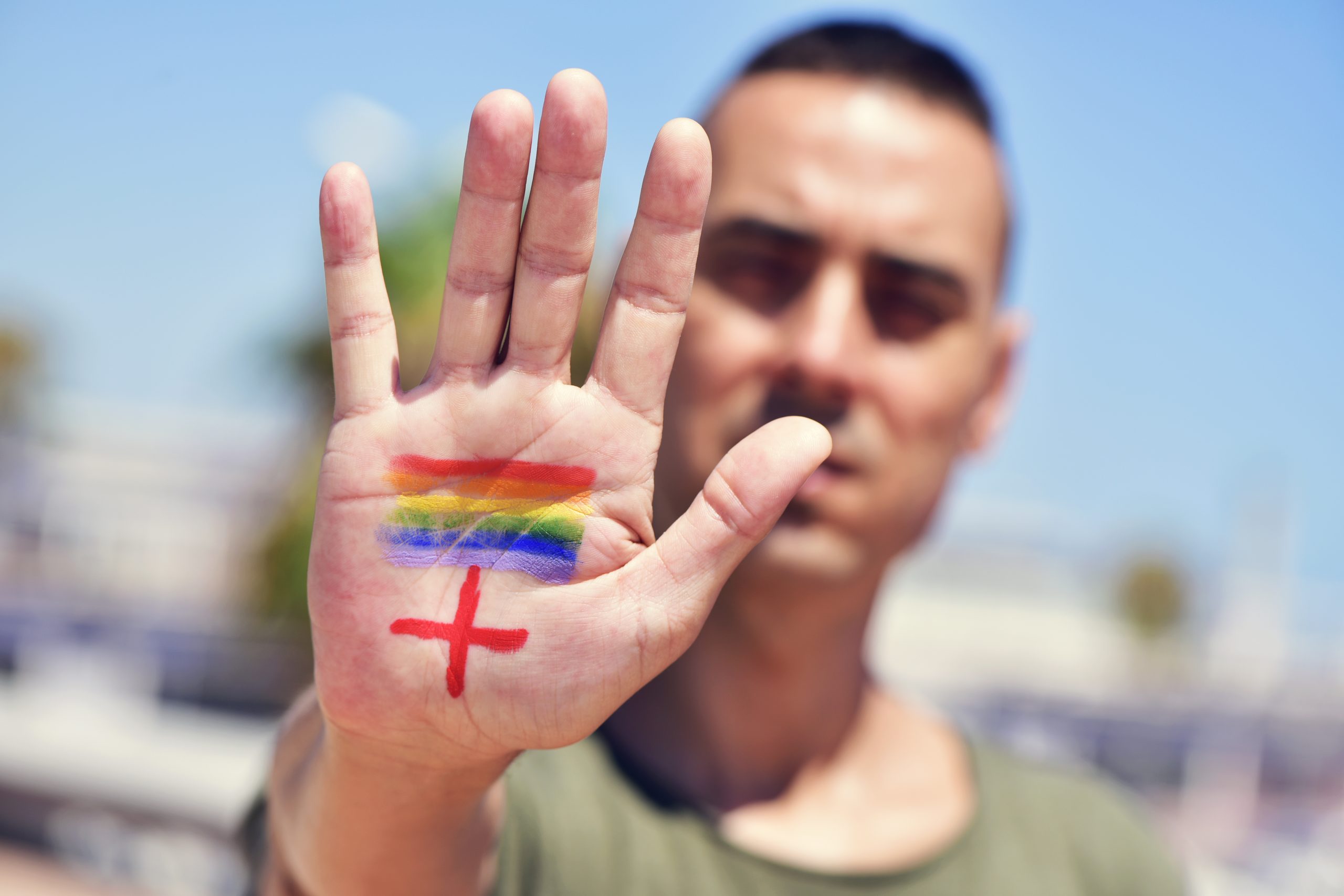 Closeup,Of,The,A,Young,Caucasian,Man,With,A,Rainbow