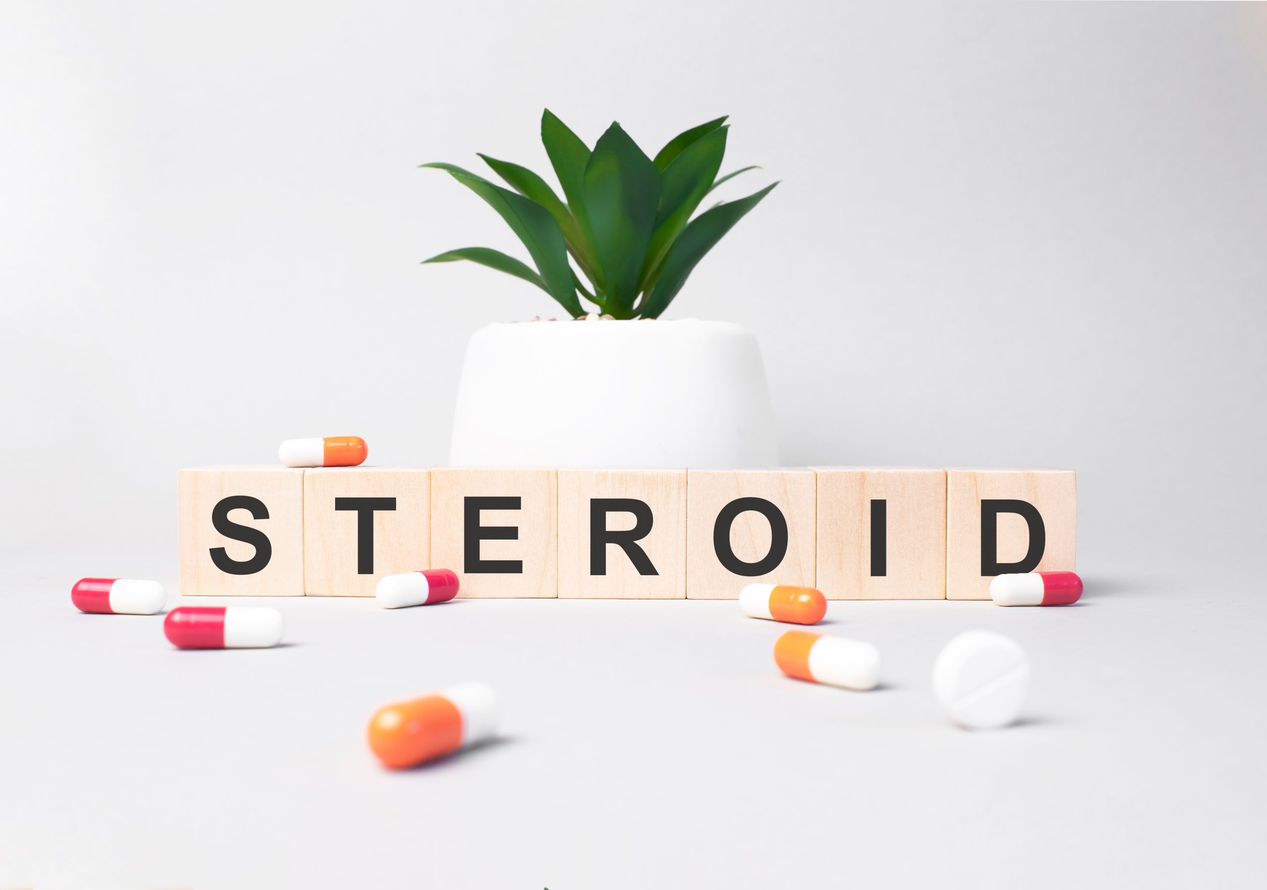 Word,Steroid,Made,From,Wooden,Letters,On,Grey,Backgound.,Plant
