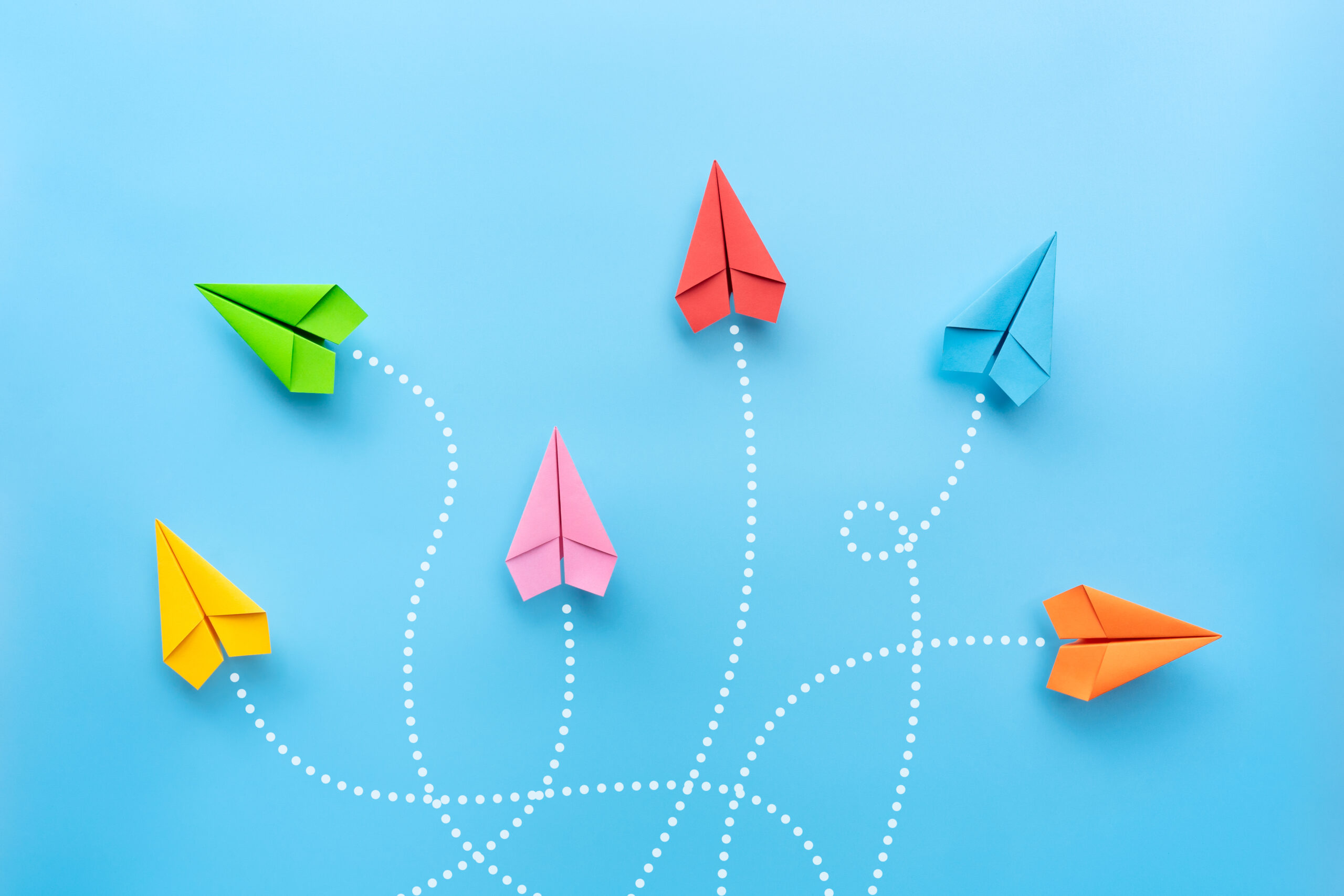 Paper,Plane,On,Blue,Background.,Different,Vision,Creative,And,Innovative